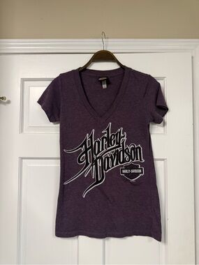 Harley-Davidson Purple V-Neck Script Logo Tee